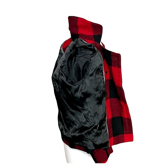 J. Crew Buffalo Red And Black Bold Plaid Wool Double Breasted Pea Coat Size 2 - Picture 8 of 11